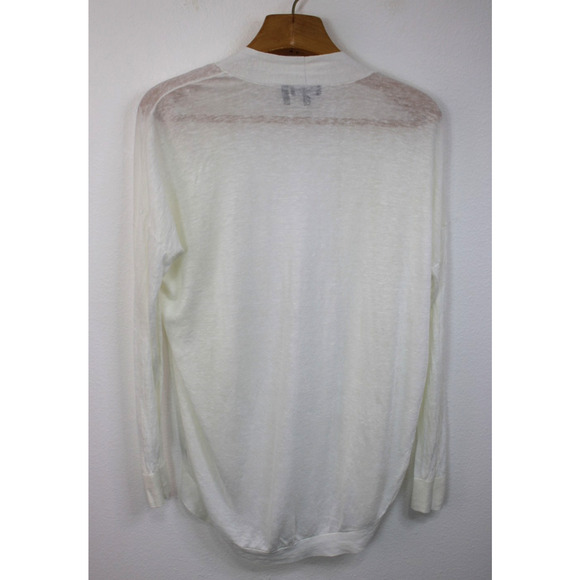 Theory Women’s Size S White Linen Viscose Knit Open Front Cardigan Duster - Picture 9 of 9